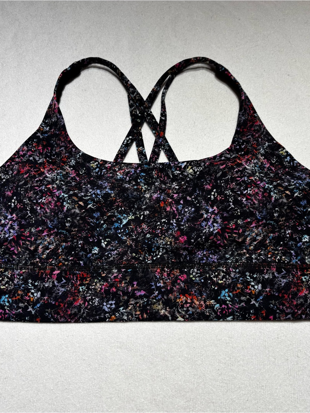 lululemon athletica Black Multi-Color Floral Print Sports Bra